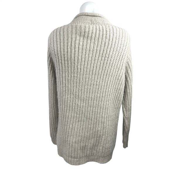 Anthropologie POL Cream Chunky Knit Distressed Pocket Cardigan Sweater Top Sz L - Picture 2 of 5